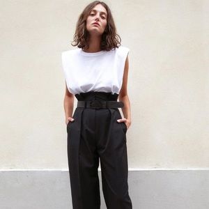 Frankie Shop Eva Shoulder Padded Muscle Tee
